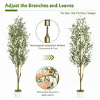 Waipfaru Artificial Olive Tree, 6FT Tall Faux Olive Trees with Planter & Basket, Artificial Plants Indoor with Natural Wood Trunk and Realistic Fruits for Home Decor Office Living Room