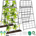 2 Packs Cucumber Trellis for Raised Bed 42 x 16 A Frame Metal Adjustable Garden Trellis for Climbing Plants Outdoor, Foldable Coated Steel Easy Install Cucumber Trellis for Vegetable Fruit Flower