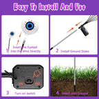 Kohlrabi Halloween Decorations Outdoor, 6 Pack 36 LED Solar Scary Eyeball Swaying Lights, Purple Solar Firefly Light Waterproof Outdoor Garden Lights for Halloween Yard Garden Lawn Party Flower Bed