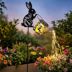 LOVERUIS Garden Statues Bunny with Solar Watering Can Lights, Cute Outdoor Bunny Figurines Garden Decor for Patio Yard Lawn Ornaments, Unique Gift for Women Mom