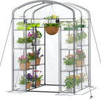 Abimars Walk-in Greenhouse with Height-Adjustable Shelves, Heavy Duty Green House for Outdoors/Indoors, Heavy-Duty Steel Frame & Thickened PVC Cover, 82"x57"x55.5", Black