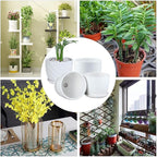 sietpoek Plant Pots - 4.7 Inch Cylinder Ceramic Planters with Connected Saucer, Pots for Succuelnt and Little Snake Plants, Set of 4, White