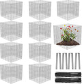 40 Pcs Plant Protector from Animals, 10 Pack 12'' x 12'' Reusable Metal Square Plant Cages, Wire Mesh Garden Cloches to Keep Rabbits, Squirrels and Chicken Out and Protection Vegetables Flowers Shrubs