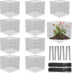 40 Pcs Plant Protector from Animals, 10 Pack 12'' x 12'' Reusable Metal Square Plant Cages, Wire Mesh Garden Cloches to Keep Rabbits, Squirrels and Chicken Out and Protection Vegetables Flowers Shrubs