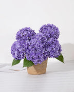 DuHouse 3Pcs Hydrangea Artificial Flowers,Latex Real Touch Hydrangeas with Long Stems & Leaves for Home Decor Party Floral Arrangements Wedding Bouquets Centerpieces(Purple)