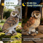 Solar Owl Garden Outdoor Statue,Owls Figurine Sculpture with LED Lights for Porch Patio Lawn Yard Deck Spring Summer Decor - Mother's Day Housewarming Gift for Women Men Owl Lover