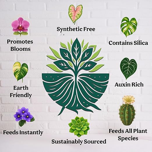 Organic Liquid Indoor Plant Food, Houseplant, Tropical & All-Purpose Indoor Plant Fertilizer, Organic Liquid Fertilizer 5-5-5 with Sea Kelp (32oz)
