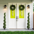 THE BLOOM TIMES 5ft Artificial Topiary Trees Set of 2, Faux Cedar Cypress Spiral Topiary Trees Outdoor - Fake Plants for Garden Front Porch Indoor Outside Planter Decor 5 Foot