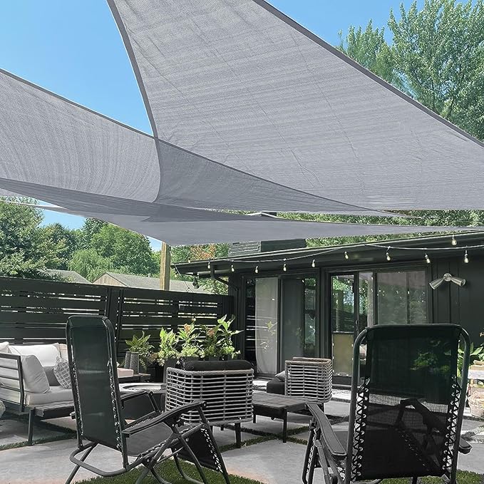 LOVE STORY Custom Size 7'x8'x10.6' Silver Grey Sun Shade Sail Triangle Sunshade Fabric Awning Canopy for Patio Backyard Carport Pergola (Customized)