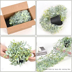 Waipfaru 2Pcs Fake Hanging Plants with Pot Light Green Eucalyptus Leaves UV Resistant Fake Vines Ivy Artificial Plants Outdoor Faux Plants Indoor Bedroom Living Room Boho Wall Porch Shelf Decor