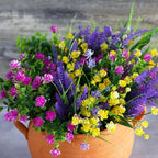 24pcs Artificial Fake Flowers, UV Resistant Faux Flowers Arrangement, Fake Plants Greenery Shrubs for Indoor Outdoors, Home Garden Patio, Porch, Hanging Planter, Window Box Farmhouse (Multi-color 1)