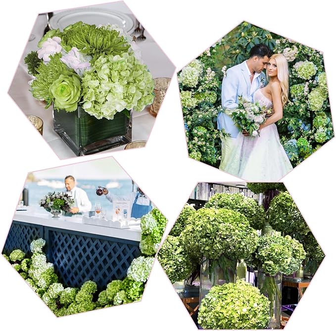 Coferset Dark Green Hydrangea Artificial Flowers 3pcs Lifelike Faux Hydrangea Real Touch Fake Flowers for Home Wedding Office Party Living Room Decoration,22inch