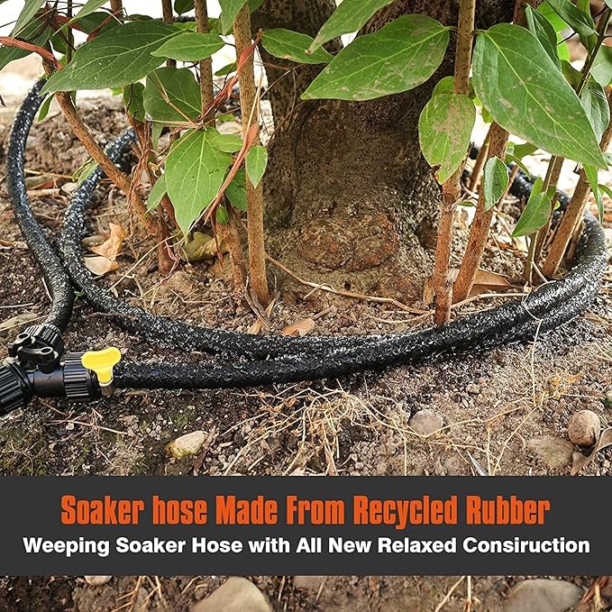 10FT for Trees 1/2" Water-Saving Soaker Hose with Solid Brass Connectors, Drip Irrigation Kit