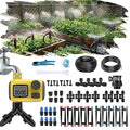 165FT Drip Irrigation System with Timer, Automatic DIY Garden Watering Kit with 1/2" & 1/4" Tubing, Solid Brass Connectors & Adjustable Sprayers for Plants, Garden, Lawn, Greenhouse, Raised Beds