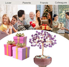 Amethyst Crystal Tree with Ceramic Base,Natural Gemstone Feng Shui Money Tree for Wealth,Good Luck & Positive Energy,Handmade 5 Inch Healing Abundance Bonsai for Home Office Decor