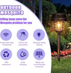 Qualirey 4 Pcs Solar Mosquito Zapper Outdoor Waterproof Solar Powered Bug Zapper Outdoor Mosquito Killer Lamp Trap Repellent Light for Garden Yard Insect (Purple and Warm Light,Bronze)