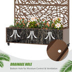 Casaphoria Metal Raised Garden Bed with Trellis and Wheels, 47"x47"x16" Planter Box for Climbing Plants, Vegetables & Vines, Features Drainage Holes and Privacy Screen, Brown-Net