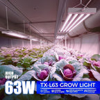 Barrina TX-L63 3FT LED Grow Light, 63W, 4 Panels Wider Coverage, Full Spectrum, High PPFD, Super Bright, Linkable, Hanging Fixture, Plant Stand with Grow Light for Indoor, Vegetable, Seeding, 1 Pack