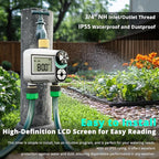QUOBAS 2 Zone Sprinkler Timer with Brass Inlet & Outlet, Programmable Water Timer for Garden Hose with Rain Delay/Manual Watering/Automatic Irrigation Controller System for Yard, Lawn