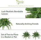 Nearly Natural 40in Hanging Artificial Fern Plant, Set of 2 - Realistic Silk Plant, Faux Greenery For Home Living Room Decor Natural Look Low Maintenance