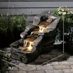 Sunlinua 28.6" L Outdoor Water Fountain with 3 Tiers Large Cascading Realistic Tree Trunk Waterfall Fountains with LED Lights Outdoor Water Fountain for Garden Patio Backyard Porch Home Decor