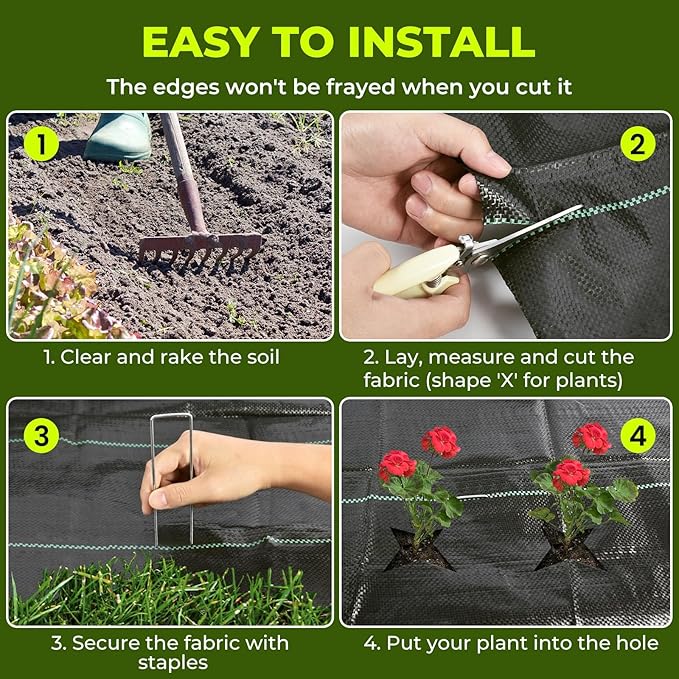 4ft x 300ft Weed Barrier Landscape Fabric, 3.2oz Heavy Duty Woven Geotextile Fabric, Block Gardening Mat Ground Cover, Weed Control Garden Cloth for Gardening Ground, Landscaping, Driveway