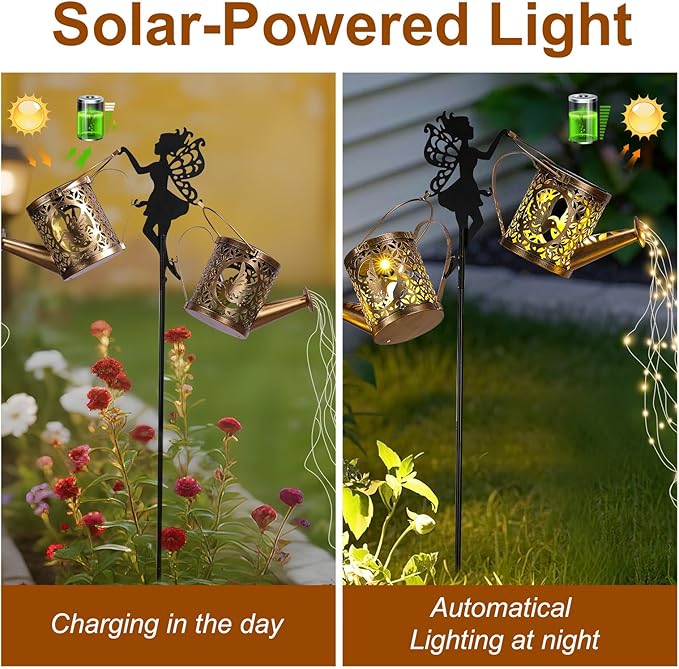 LOVERUIS Solar Watering Can Lights - Solar Outdoor Decorative,Garden Decor Lights for Yard, IP65 Waterproof Solar Lights, Perfect Decor for Outside, Patio, Garden Gift for Women, Mom, Grandma