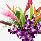 Fresh Orchids and Tropical Flower Bouquet, Purple Orchids, Red Ginger, Heliconia, Mixed Foliage, Hawaiian - PRIME QUALITY - Perfect for Birthdays, Valentine's Day, Mother's Day, Anniversaries, etc.