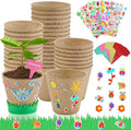 NNG 40 Set Garden Paper Pot Craft Kit,40Pcs Round Paper Mache Pots Peat Plant Pots with 400pcs Adhesive Foam Stickers & 40Pcs Pots Labels,Flower Plant Spring Craft for DIY Flower Planting