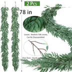 Mizii 2 Strands Artificial Vines Willows Garland 78" Fake Vine Italian Ruscus Silk Green Leaves Faux Hanging Plants Greenery Decoration for Table Centerpieces Home Room Party Wedding Decor (Willows)