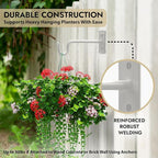 RTZEN Plant Hangers Outdoor or Indoor - Wrought Iron Metal Hanger Indoor Hook - Heavy Duty Wall Bracket Hooks for Hanging Plants Baskets Lanterns Wind Chimes - 2 Pack (White Shepherds Hooks 10")