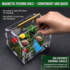 Tlence Jumping Spider Enclosure with Handle, Acrylic Reptile Habitat with One-Click Magnetic Closure, Front Opening Small Terrarium with Ventilation Holes for Tarantulas, Frogs, Gecko, Mantis