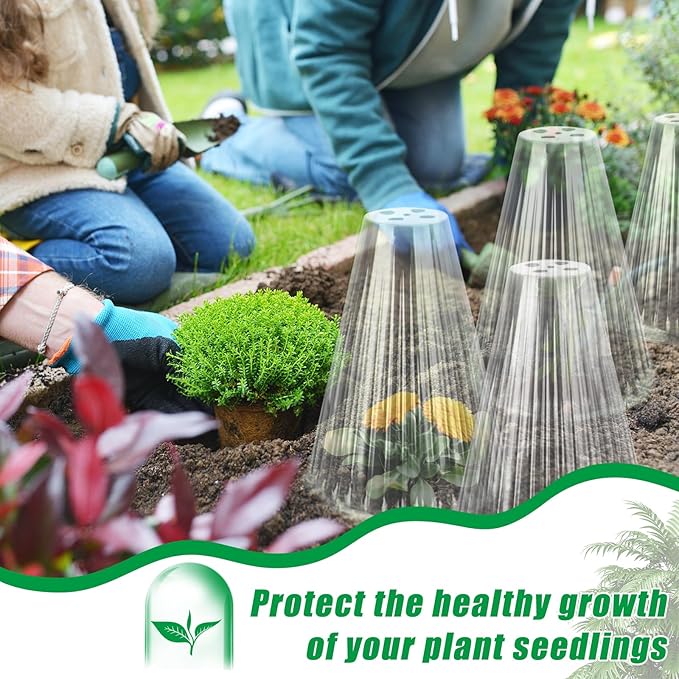 30 Pack Garden Cloches for Plants, Reusable Bell Plant Cover, Plant Covers Protectors from Animals Snails Birds Chickens Insect, 9.18" H X 7.56" D (Clear)