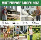 Garden Hose 75 ft NON-EXPANDABLE Water Hose, Flexible & Lightweight Kink Resistant Hybrid Hose, Leak-Proof Heavy Duty, Super Durable Fabric with 3/4" Solid Brass Connectors