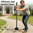 Tamper Tool with Detachable Long Handle, 59 Inch Manual Heavy Duty Soil Compactor for Pavers, Stones, Lawn Edging, Fence Post Installation, Black