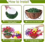 Artificial Faux Hanging Plants Flowers for Outdoors Baskets Spring Outside Decor, Fake Silk Morning Glory in Planter Look Real UV Resistant Outdoor Flowers for Porch Patio Balcony Garden Yard Home