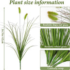 14PCS Artificial Dog Tail Grass Plant UV Resistant Outdoors Faux Plants Ornamental Wheat Grass Cattails Artificial Flowers Home Decor for Outdoor Garden (14, Dark Green with Dog Tail)