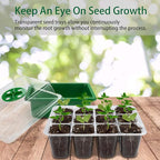 UWIOFF Seed Starter Tray, 12-Pack 144 Cells Seedling Starter Trays, Humidity Adjustable Seed Tray Kit with Dome and Base Greenhouse Grow Trays Mini Propagator for Seeds Growing Starting