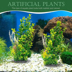 Aquarium Plants (2-Pack) Artificial Plastic Fish Fish Habitat Decor, Small to Moderate Size Aquarium Decorations, Safe Green Plants for Freshwater Tanks (Light Green & Gold Mix)