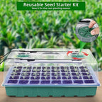 Sondiko Seed Starter Tray with Grow Light, Intelligent Display Digital Controller, 80 Cells Seed Starter Kit with Humidity Dome, Adjustable Brightness Indoor Plants Germination Kit(2 Pack)