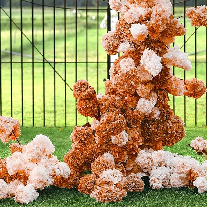 Coferset Fall Orange Hydrangea Artificial Flowers 3pcs Lifelike Faux Hydrangea Real Touch Fake Flowers for Home Wedding Christmas Office Party Living Room Decoration,22inch