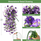 Artificial Fake Hanging Flowers Plants for Outdoor Spring Decoration,2 PCS Faux Silk Morning Glory with Eucalyptus Leaves,UV Resistant Realistic Outdoor Flowers for Balcony Porch Patio Yard Garden