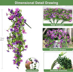 Artificial Hanging Flowers for Outdoors, 4 Pack Fake Hanging Plant for Spring Summer Decor, UV Resistant Faux Silk Flower for Planter Front Door Porch Patio Yard Garden (Double Purple)