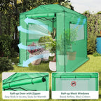 EAGLE PEAK 8x6 Portable Walk in Greenhouse, Pop Up Indoor Outdoor Greenhouse, Green House Kit with Zippered Roll-Up Doors and Windows, PE Cover, Clear/Green