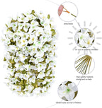 Bougainvillea Artificial Flowers Fake Plants for Outdoors Winter Decoration, 2 pcs Faux Long Trailing Vines UV Resistant Look Real White Silk Flowers for Outside Planter Front Door Porch Urn Yard Home