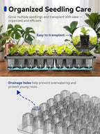 GLOWRIUM Seed Starter Tray with Grow Lights, 2 Pack 108-Cell Seed Starter Kit with 4.3" Humidity Dome, Indoor Seedling Starter Tray with 3/9/12/16h Timer, Adjustable Brightness Seed Starting Trays