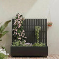 Casaphoria Metal Raised Garden Bed with Trellis and Wheels, 47"x47"x16" Planter Box for Climbing Plants, Vegetables & Vines, Features Drainage Holes and Privacy Screen (Black-Fence)