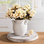 Vanselia Ceramic Flower Vase Home Decor - Farmhouse Table Vases with Handle Living Room Decoration Vintage Decorative Aesthetic for Shelf Coffee Dining Desk House Bookshelf Fireplace (6" Rustic)