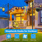 NUERPO Adjustable Shepherd Hooks for Outdoor,2 Pack 70 Inch 5 Prong Base Bird Two Sided Feeder Poles,Heavy Duty Shepherds Hook,Suitable for Garden in Hanging Flower Basket,Lantern,Bird Nests