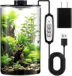 Maxdot Glass Plant Terrarium Kit with Light for Succulent, Moss, Miniature Gardening Landscape, Betta Fish Tank, Office Home Decoration, Plant Lovers Gifts(9.8 x 5.9 Inch)